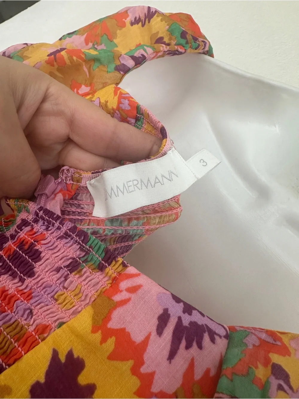ZIMMERMANN Ruched floral print cotton voile mini